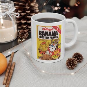 Banana Frosted Flakes cereal box coffee mug cup